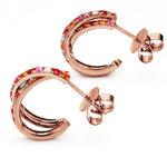 Adamar Jewels VISTOSO Cross Earrings in 18K rose gold with colour sapphire and diamonds