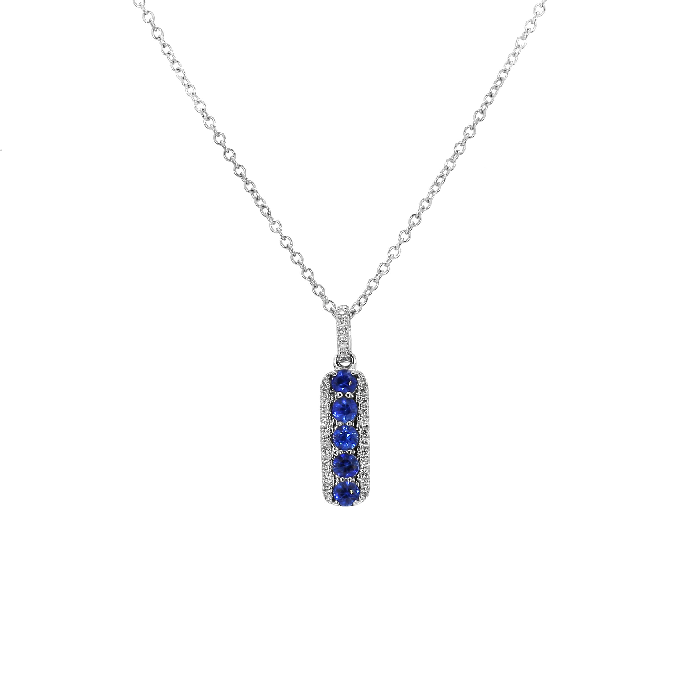 Adamar Jewels CREENCIA Besito Necklace in 18K white gold set with sapphire and diamonds