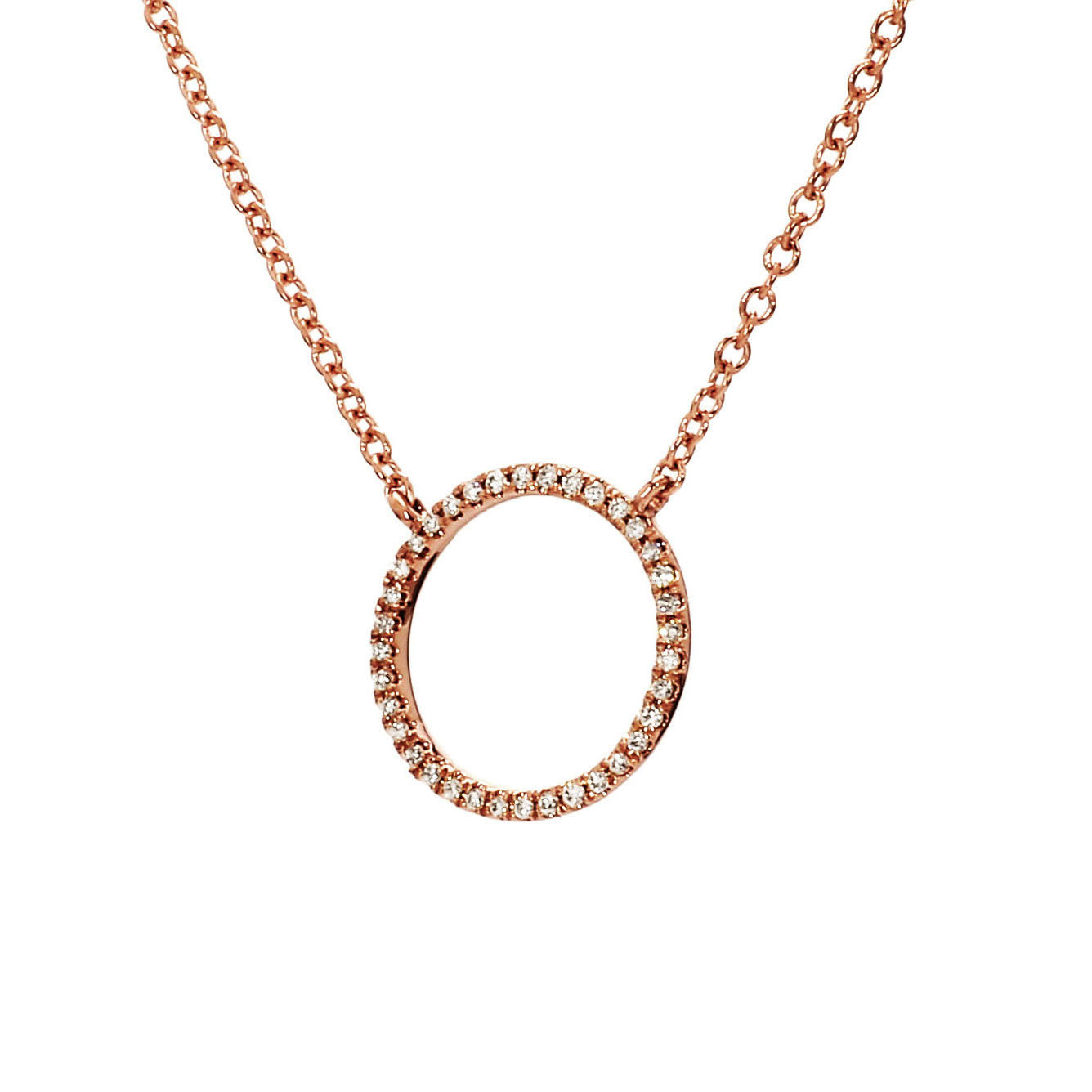 Adamar Jewels LUZ Dom Necklace in 18K rose gold set with diamonds