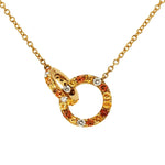 Adamar Jewels VISTOSO Cherish Necklace in 18K yellow gold set with colour sapphire and diamonds
