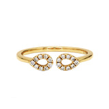 Adamar Jewels Double drop Ring in 18K yellow gold set with diamonds