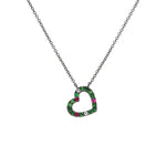 Adamar Jewels VISTOSO Love Necklace in 18K black rhodium with colour sapphire and diamonds