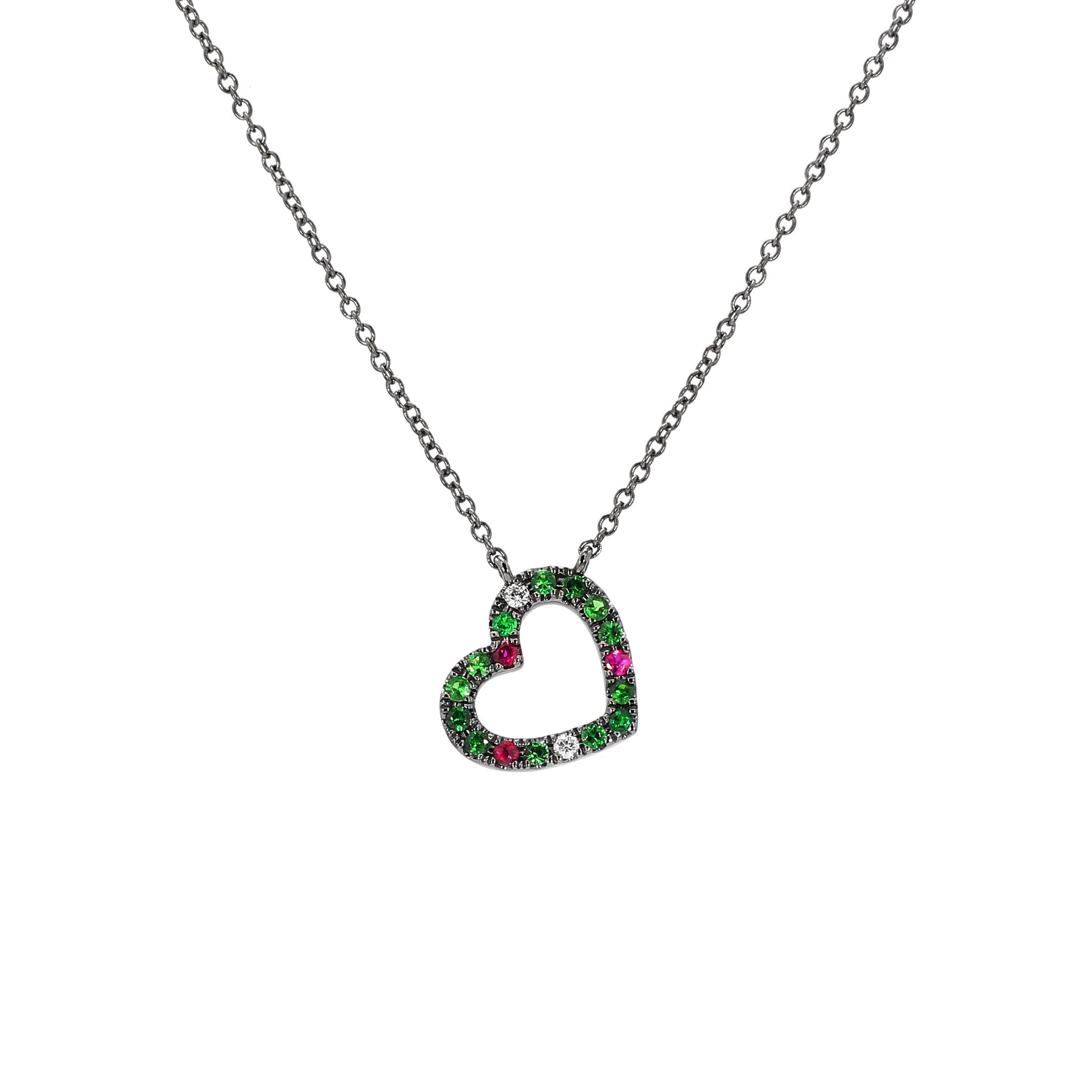 Adamar Jewels VISTOSO Love Necklace in 18K black rhodium with colour sapphire and diamonds