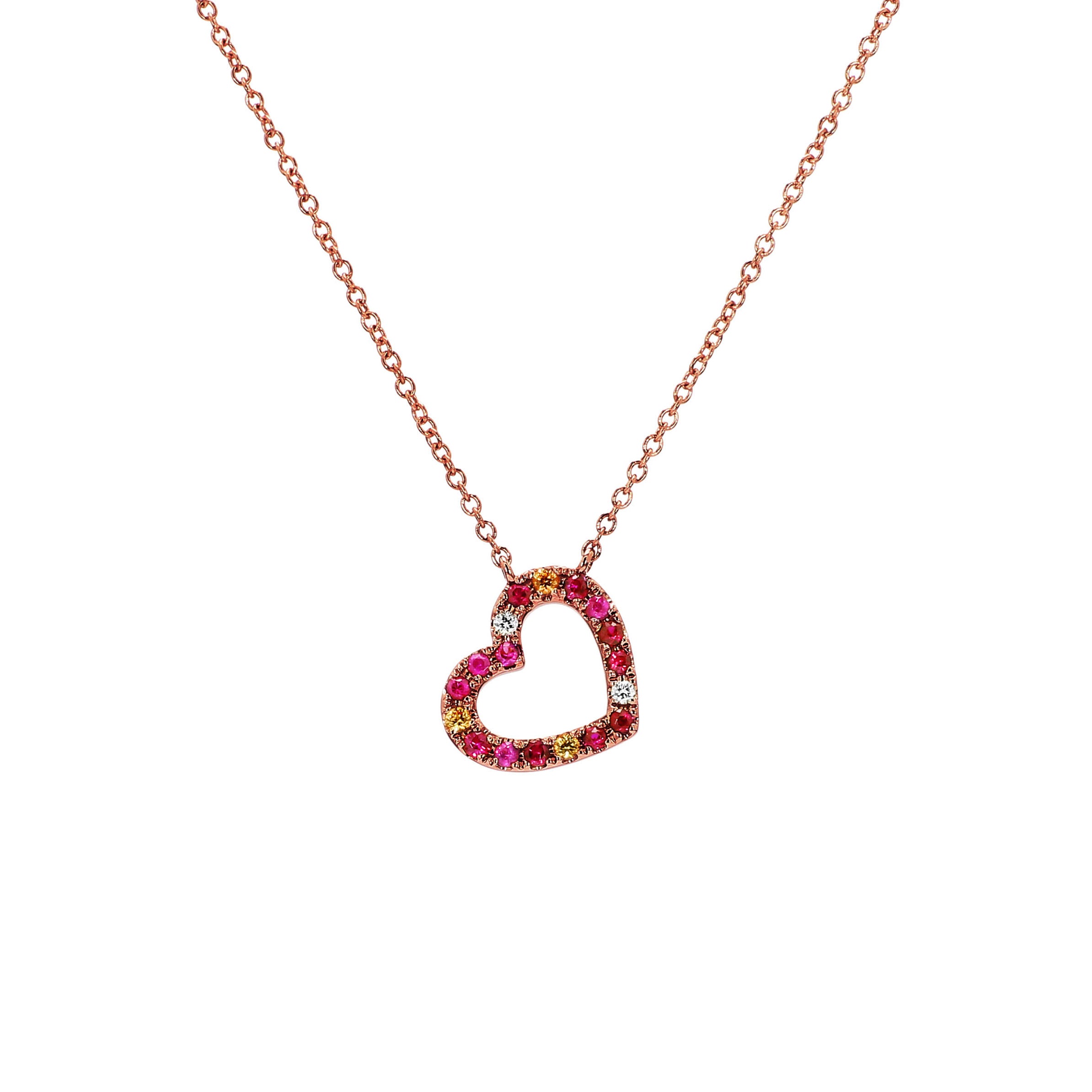 Adamar Jewels VISTOSO Love Necklace in 18K rose gold with colour sapphire and diamonds