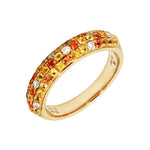 Adamar Jewels VISTOSO Classic Ring in 18K yellow gold with colour sapphire and diamonds