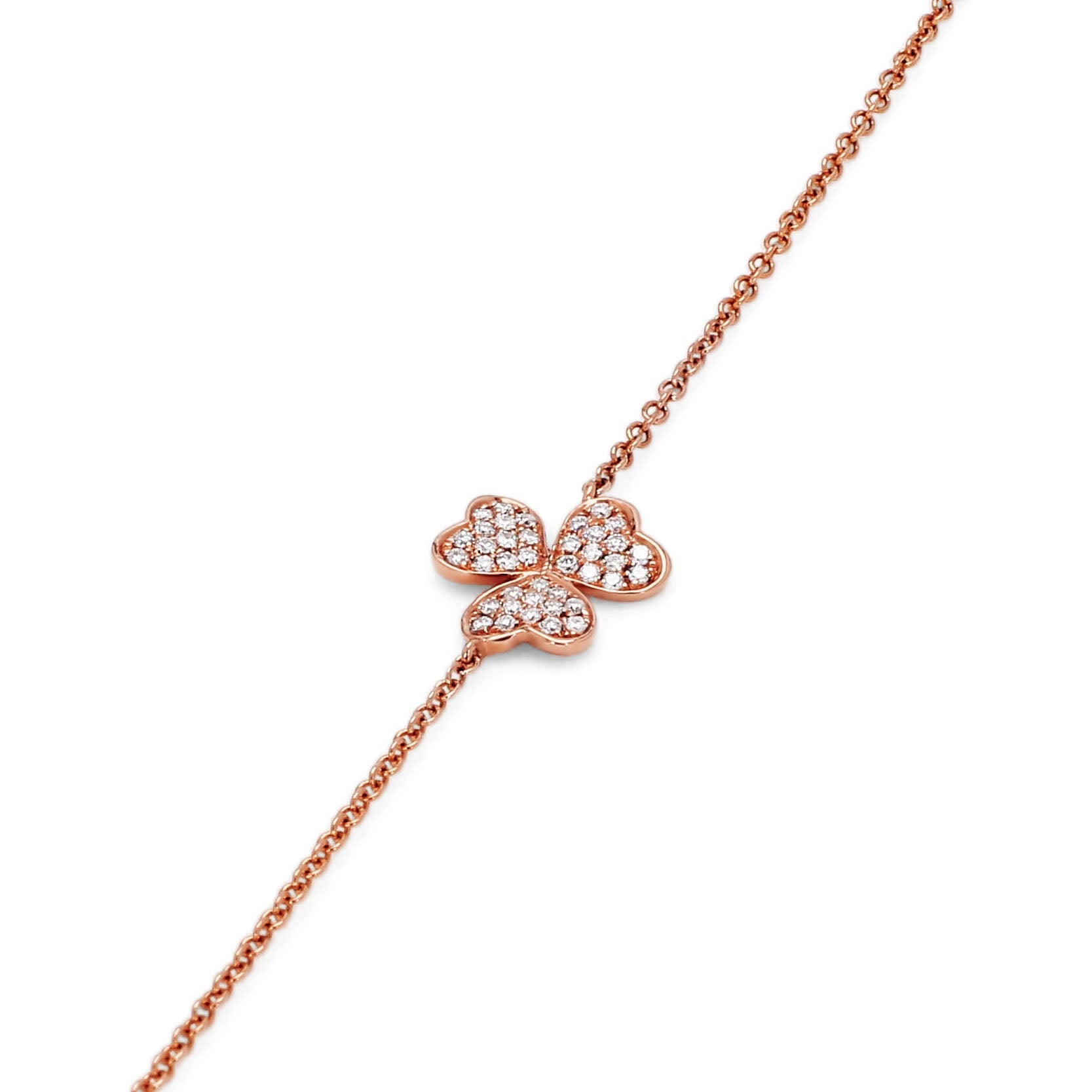 Adamar Jewels Shamrock Bracelet in 18K rose gold set with diamonds