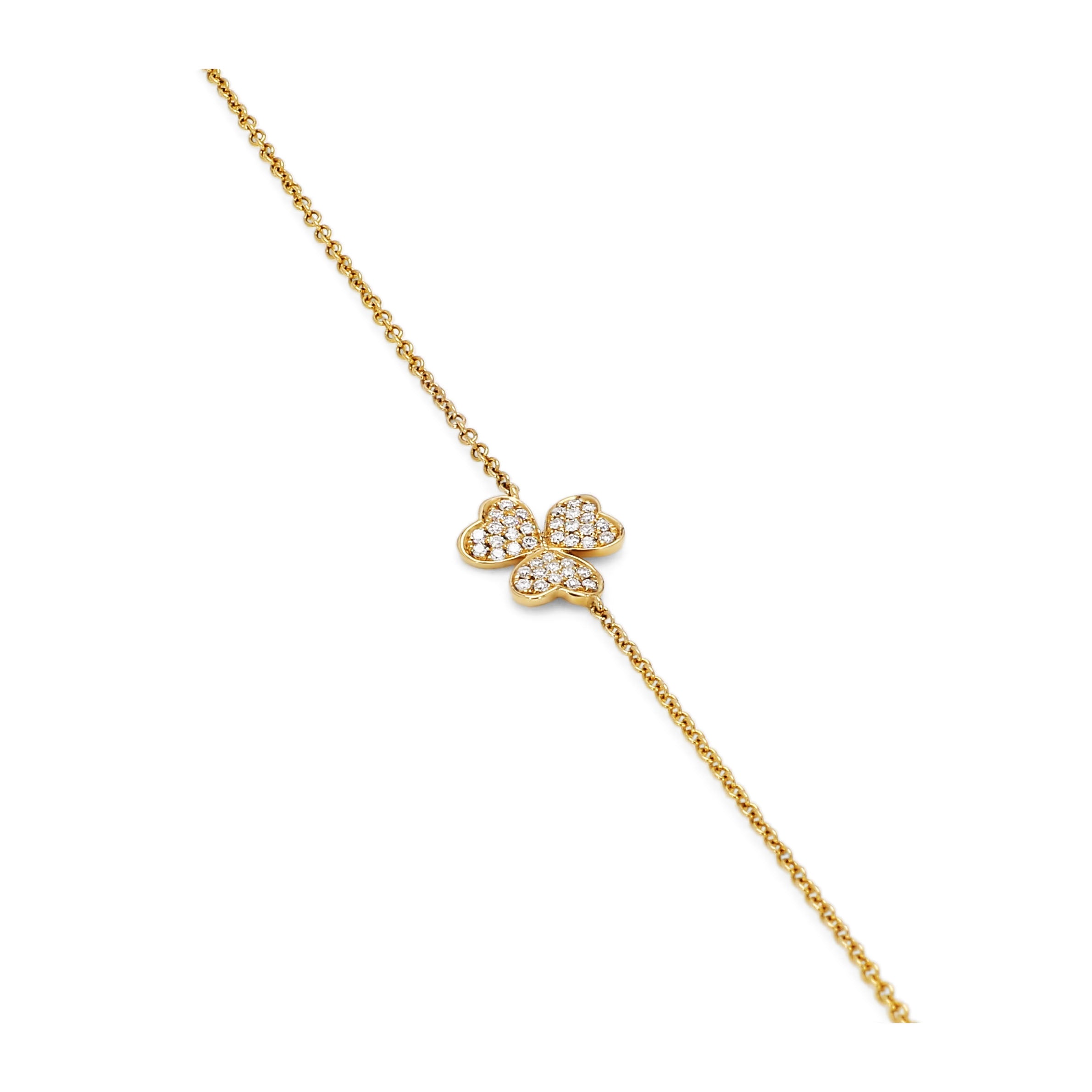Adamar Jewels Shamrock Bracelet in 18K yellow gold set with diamonds
