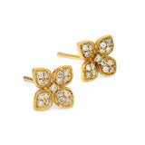 Adamar Jewels Petite Floral Earstuds in 18K yellow gold set with diamonds