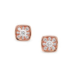 Adamar Jewels Petite Cushion Shape Earstuds in 18K rose gold set with diamonds