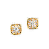 Adamar Jewels Petite Cushion Shape Earstuds in 18K yellow gold set with diamonds
