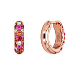 Adamar Jewels VISTOSO Classic Huggies in 18K rose gold set with colour sapphire and diamonds