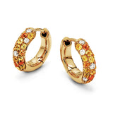 Adamar Jewels VISTOSO Classic Huggies in 18K yellow gold with colour sapphire and diamonds