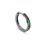 Adamar Jewels VISTOSO Hoop Single Earring, Mini in 18K black rhodium with colour sapphire and diamonds
