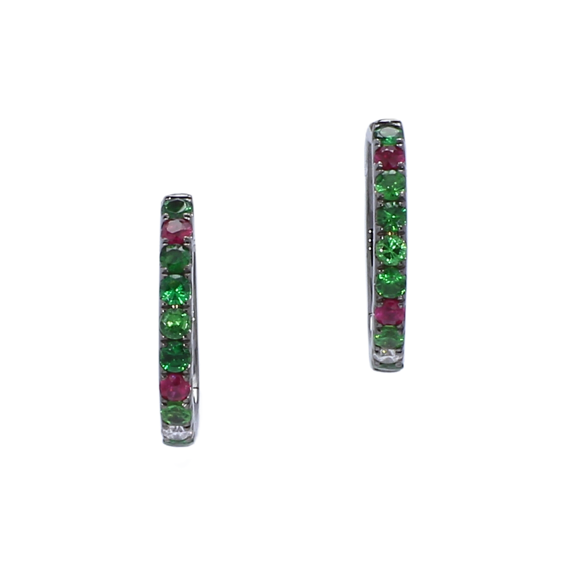 Adamar Jewels VISTOSO Hoop Earrings, Mini in 18K black rhodium with colour sapphire and diamonds