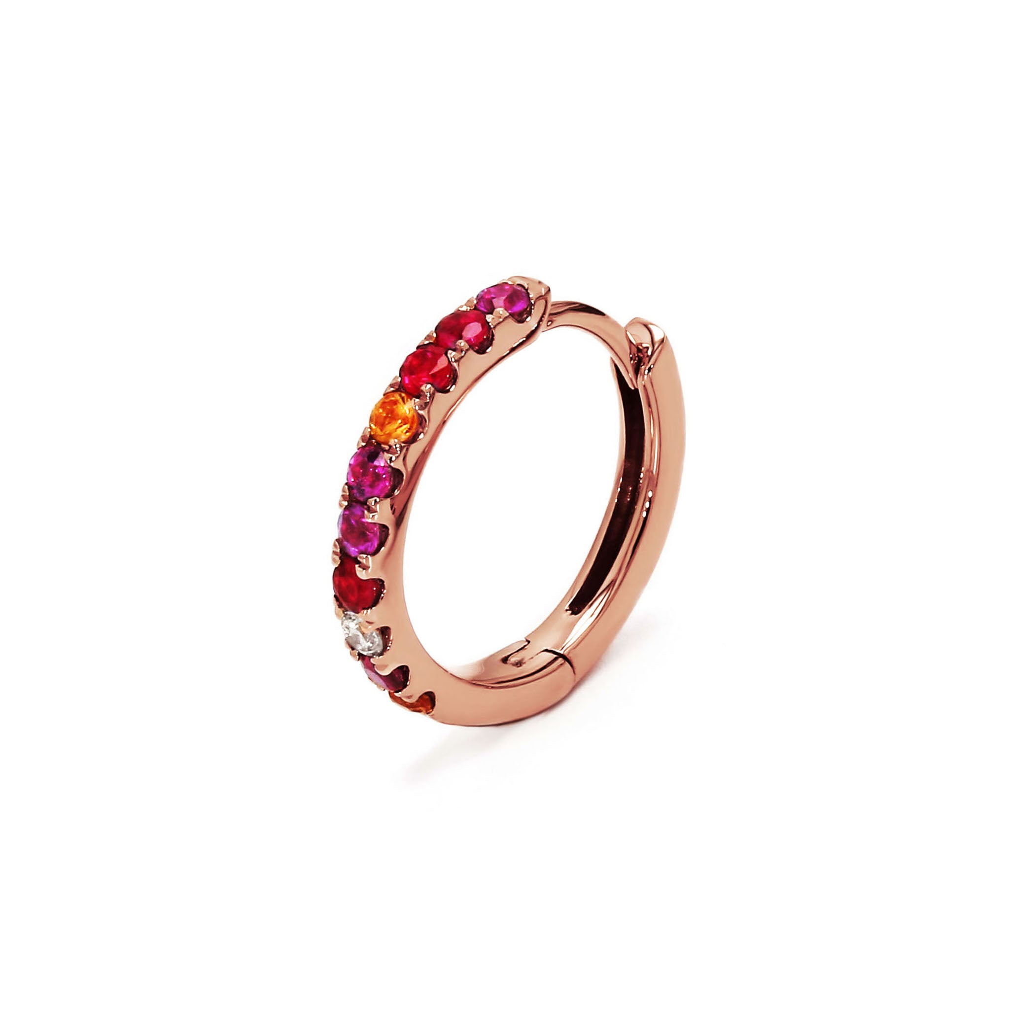 Adamar Jewels VISTOSO Hoop Single Earring, Mini in 18K rose gold with colour sapphire and diamonds