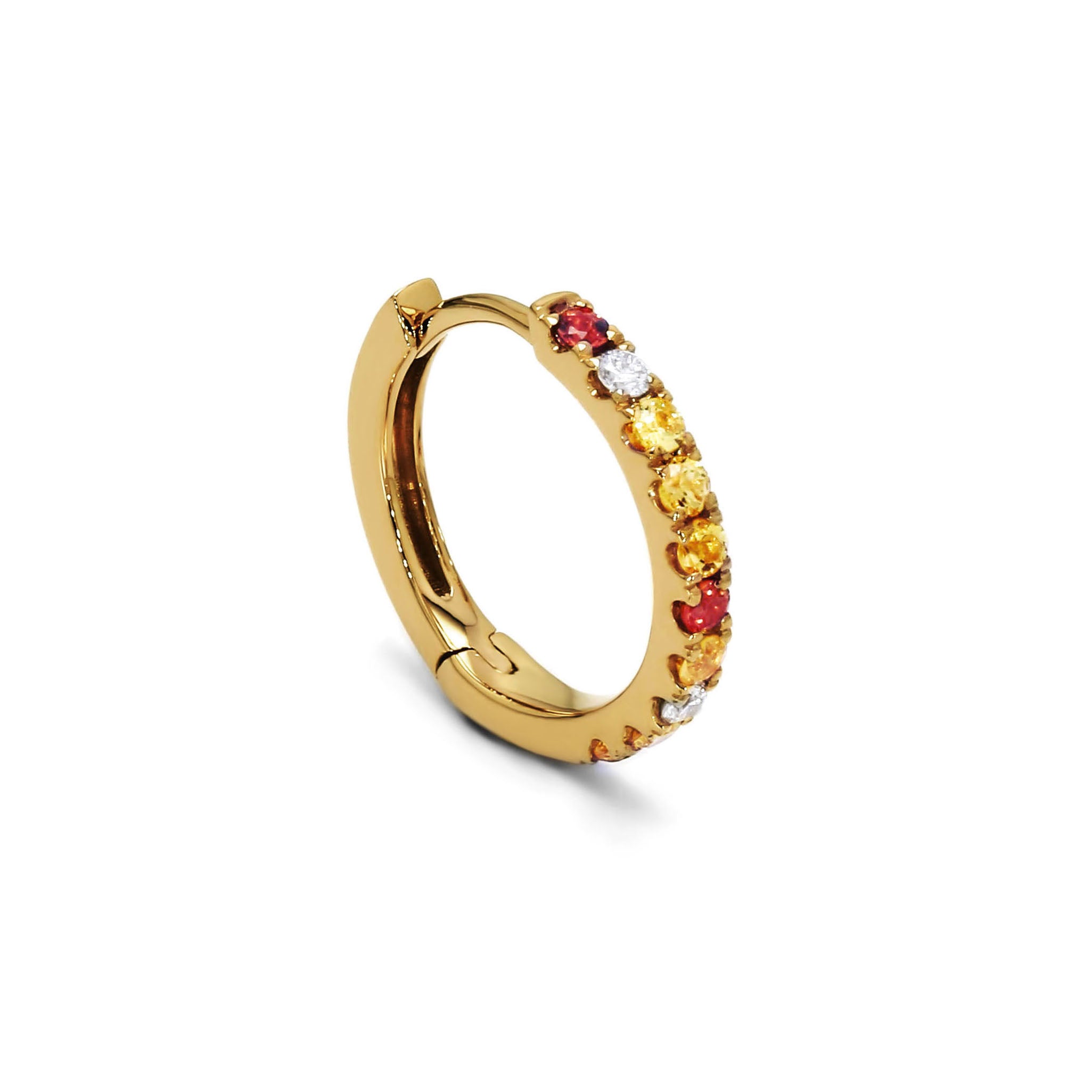 Adamar Jewels VISTOSO Hoop Single Earring, Mini in 18K yellow gold with colour sapphire and diamonds
