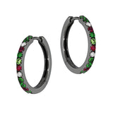 Adamar Jewels VISTOSO Hoop Earrings in 18K black rhodium with colour sapphire and diamonds