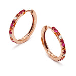 Adamar Jewels VISTOSO Hoop Earrings in 18K rose gold with colour sapphire and diamonds