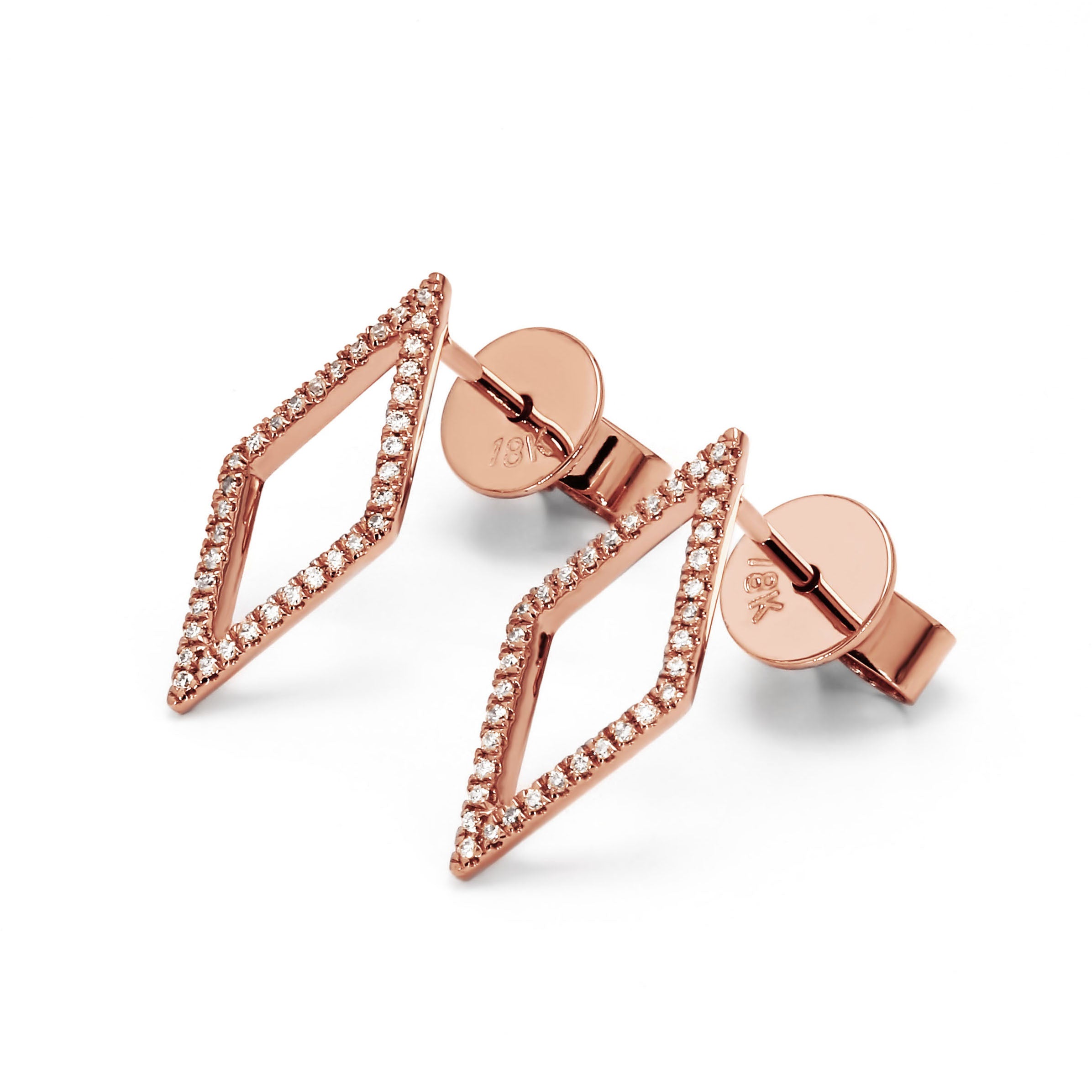 Adamar Jewels LUZ Cometa Earrings in 18K rose gold set with diamonds