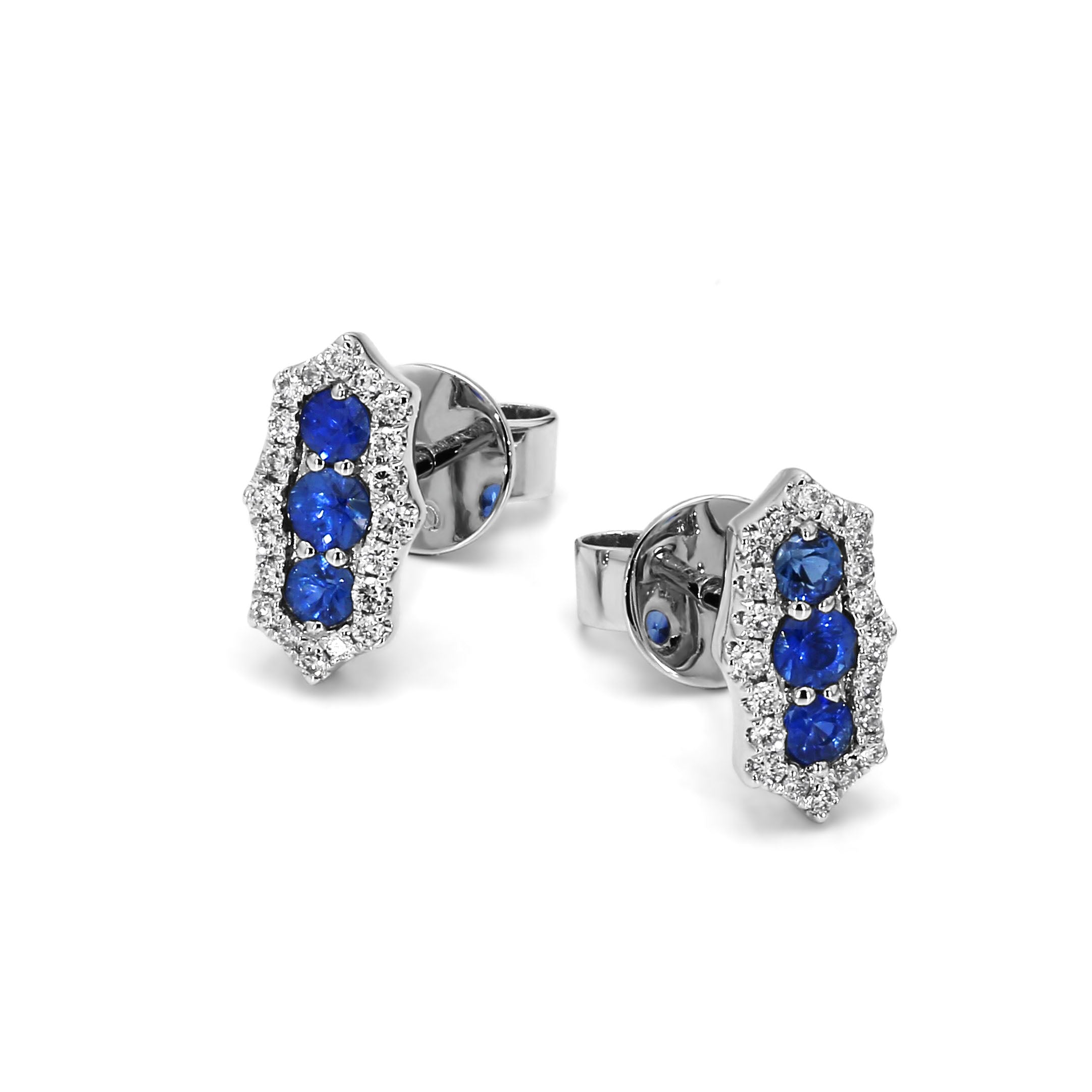 Adamar Jewels CREENCIA Siempre Earrings in 18K white gold set with sapphire and diamonds