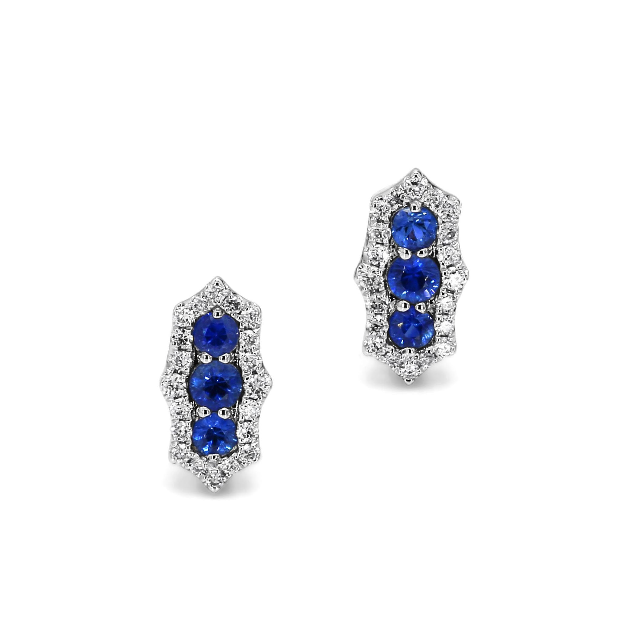 Adamar Jewels CREENCIA Siempre Earrings in 18K white gold set with sapphire and diamonds