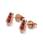 Adamar Jewels CREENCIA Dulce Earrings in 18K rose gold set with ruby and diamonds