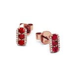 Adamar Jewels CREENCIA Besito Earrings in 18K rose gold set with ruby and diamonds