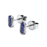 Adamar Jewels CREENCIA Besito Earrings in 18K white gold set with sapphire and diamonds