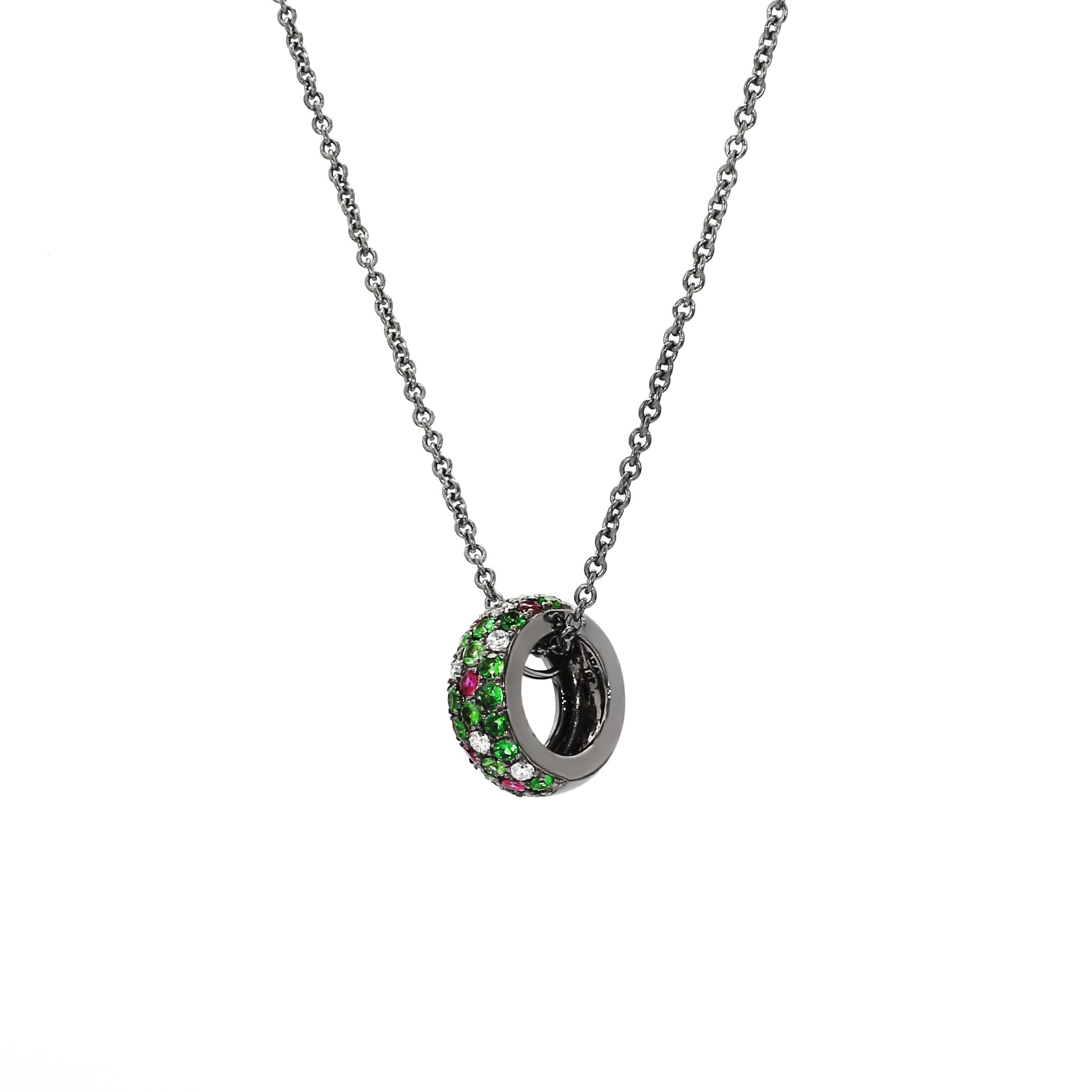 Adamar Jewels VISTOSO Classic Necklace in 18K black rhodium with colour sapphire and diamonds