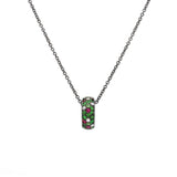 Adamar Jewels VISTOSO Classic Necklace in 18K black rhodium with colour sapphire and diamonds