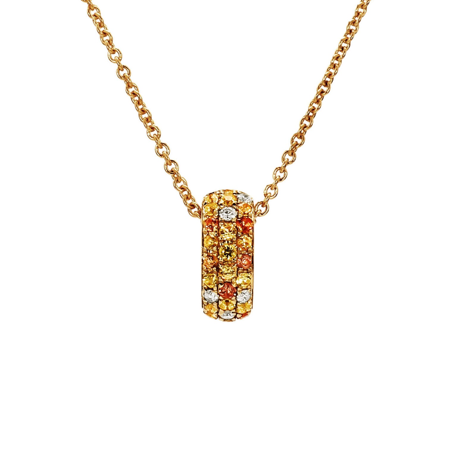 Adamar Jewels VISTOSO Classic Necklace in 18K yellow gold with colour sapphire and diamonds