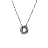 Adamar Jewels VISTOSO Reflection Necklace in 18K black rhodium with colour sapphire and diamonds