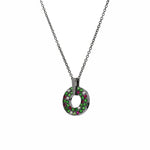 Adamar Jewels VISTOSO Lucky Wheel Necklace in 18K black rhodium with colour sapphire and diamonds