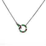 Adamar Jewels VISTOSO Cherish Necklace in 18K black rhodium set with colour sapphire and diamonds