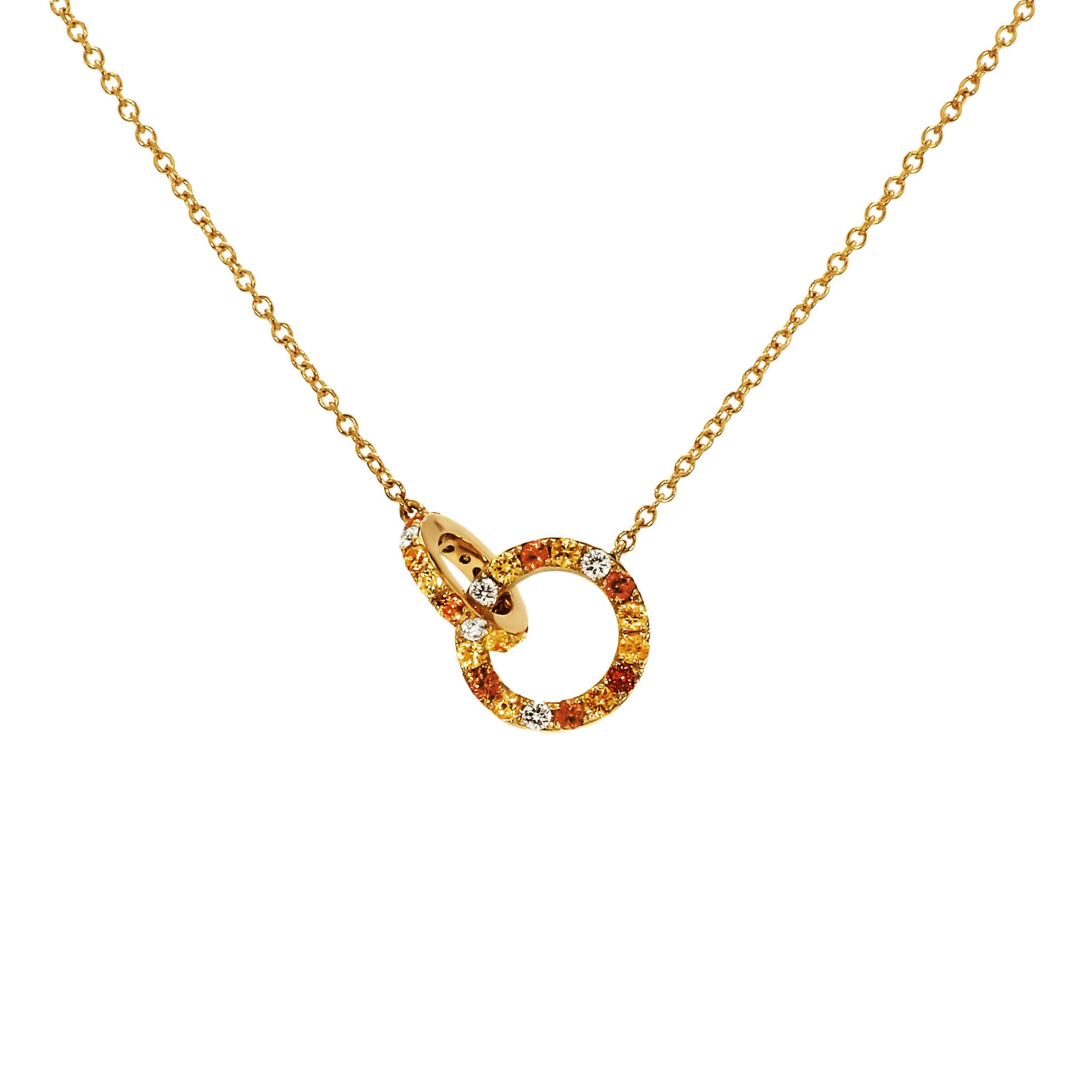 Adamar Jewels VISTOSO Cherish Necklace in 18K yellow gold set with colour sapphire and diamonds