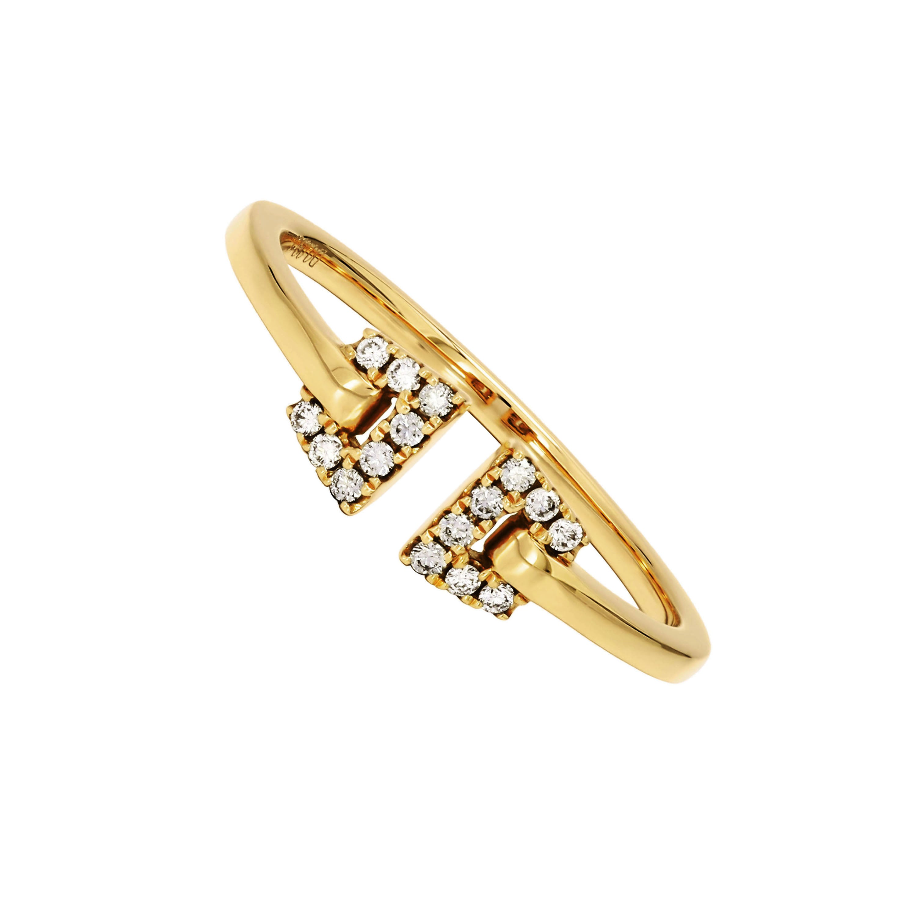 Adamar Jewels Stirrups Ring in 18K yellow gold set with diamonds