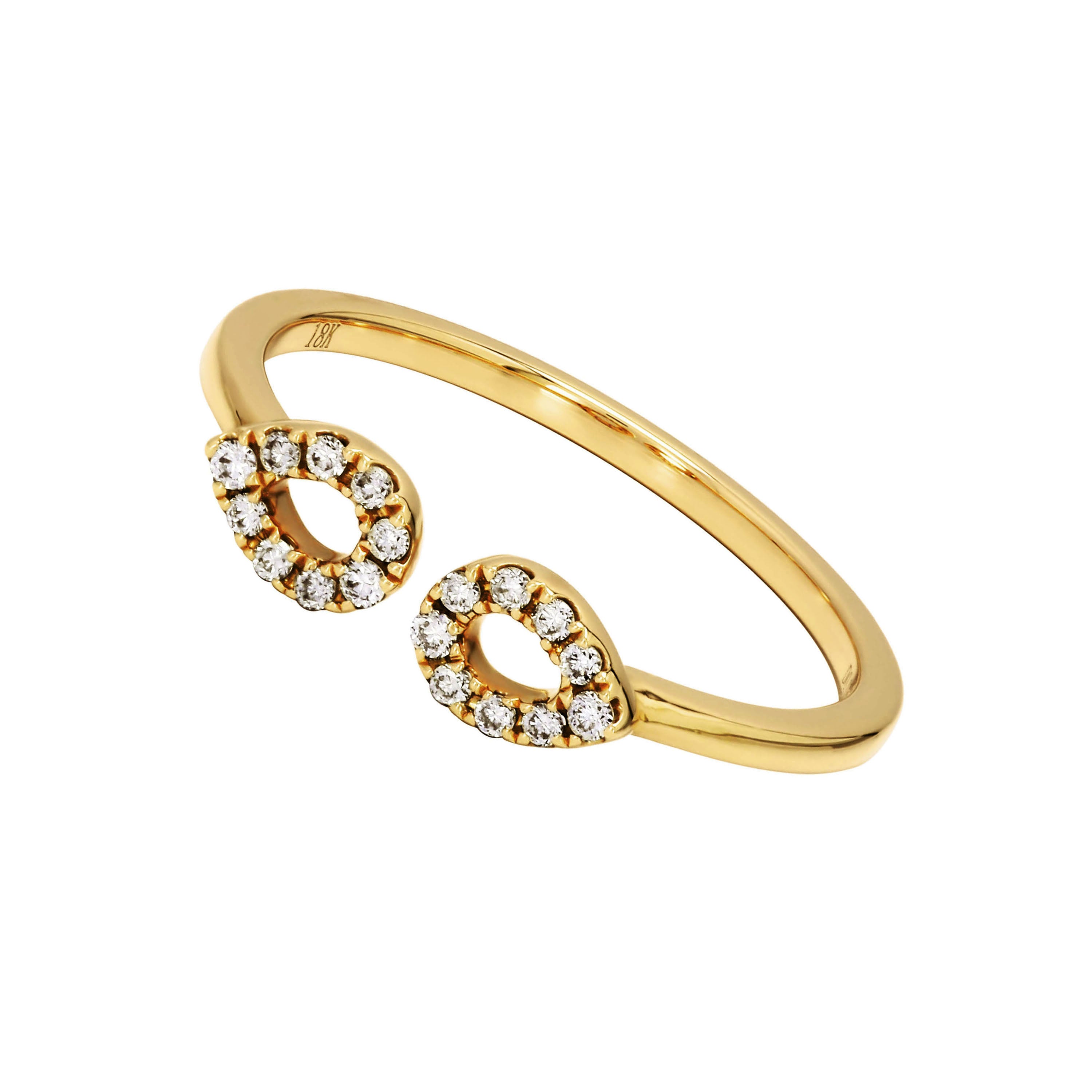 Adamar Jewels Double drop Ring in 18K yellow gold set with diamonds