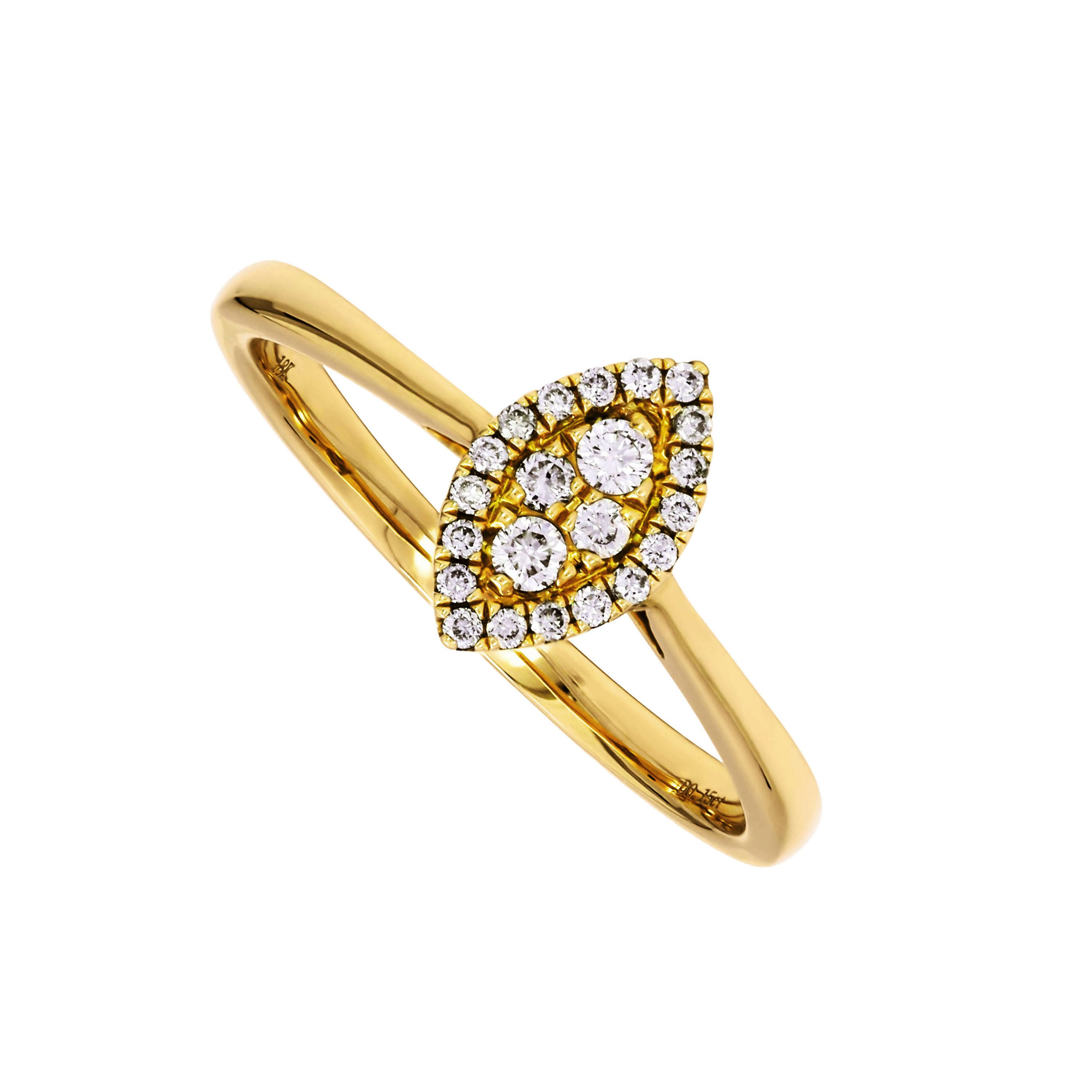 Adamar Jewels Marquise Cluster Ring in 18K yellow gold set with diamonds