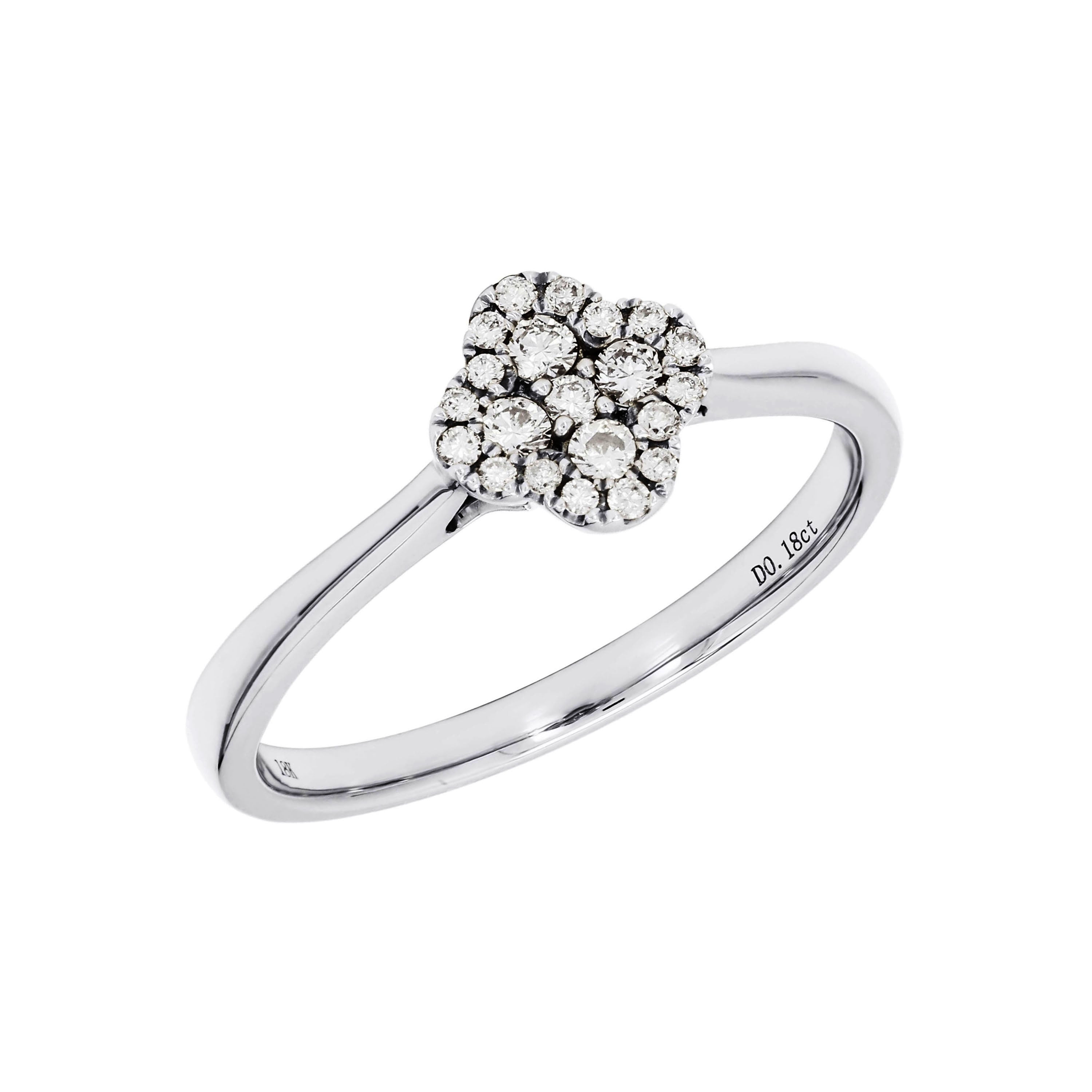 Adamar Jewels Lucky Clover Ring in 18K white gold set with diamonds