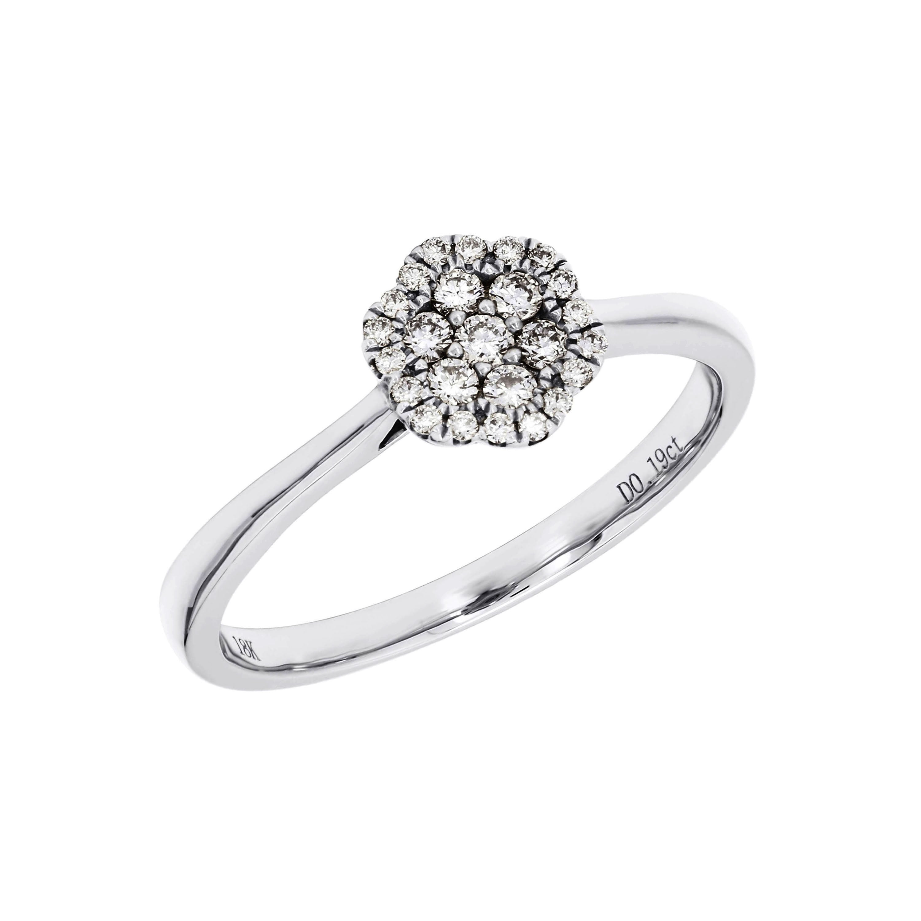 Adamar Jewels Sweet Floral Ring in 18K white gold set with diamonds