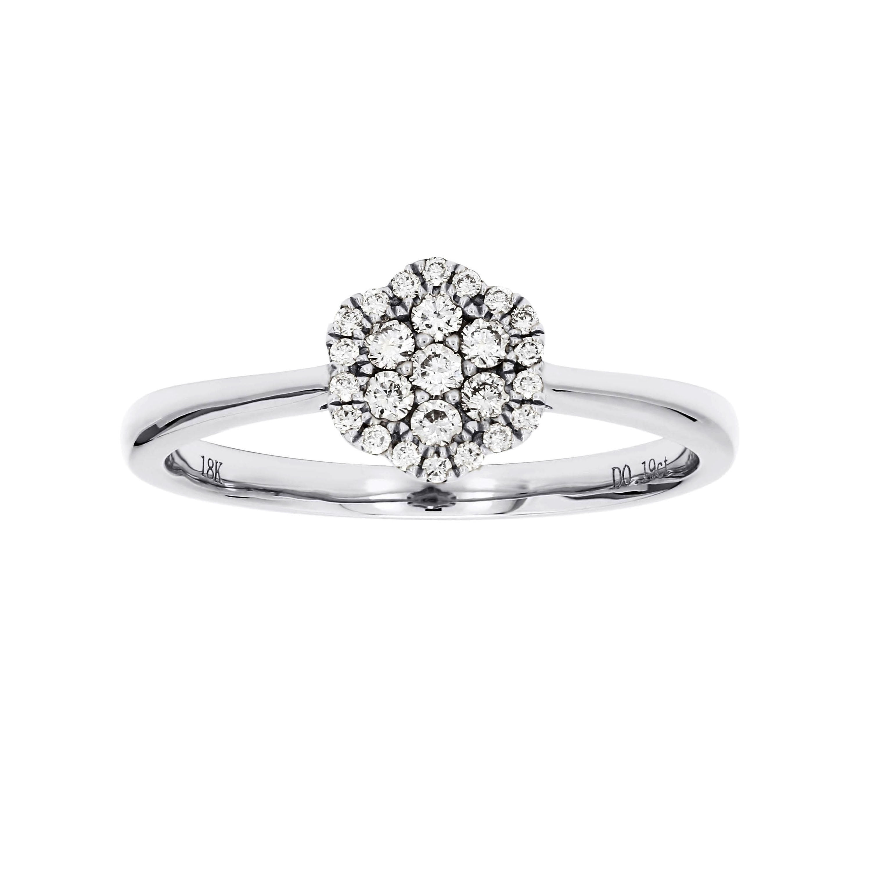 Adamar Jewels Sweet Floral Ring in 18K white gold set with diamonds