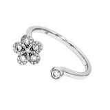 Adamar Jewels Floral Open Ring in 18K white gold set with diamonds