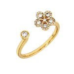 Adamar Jewels Floral Open Ring in 18K yellow gold set with diamonds