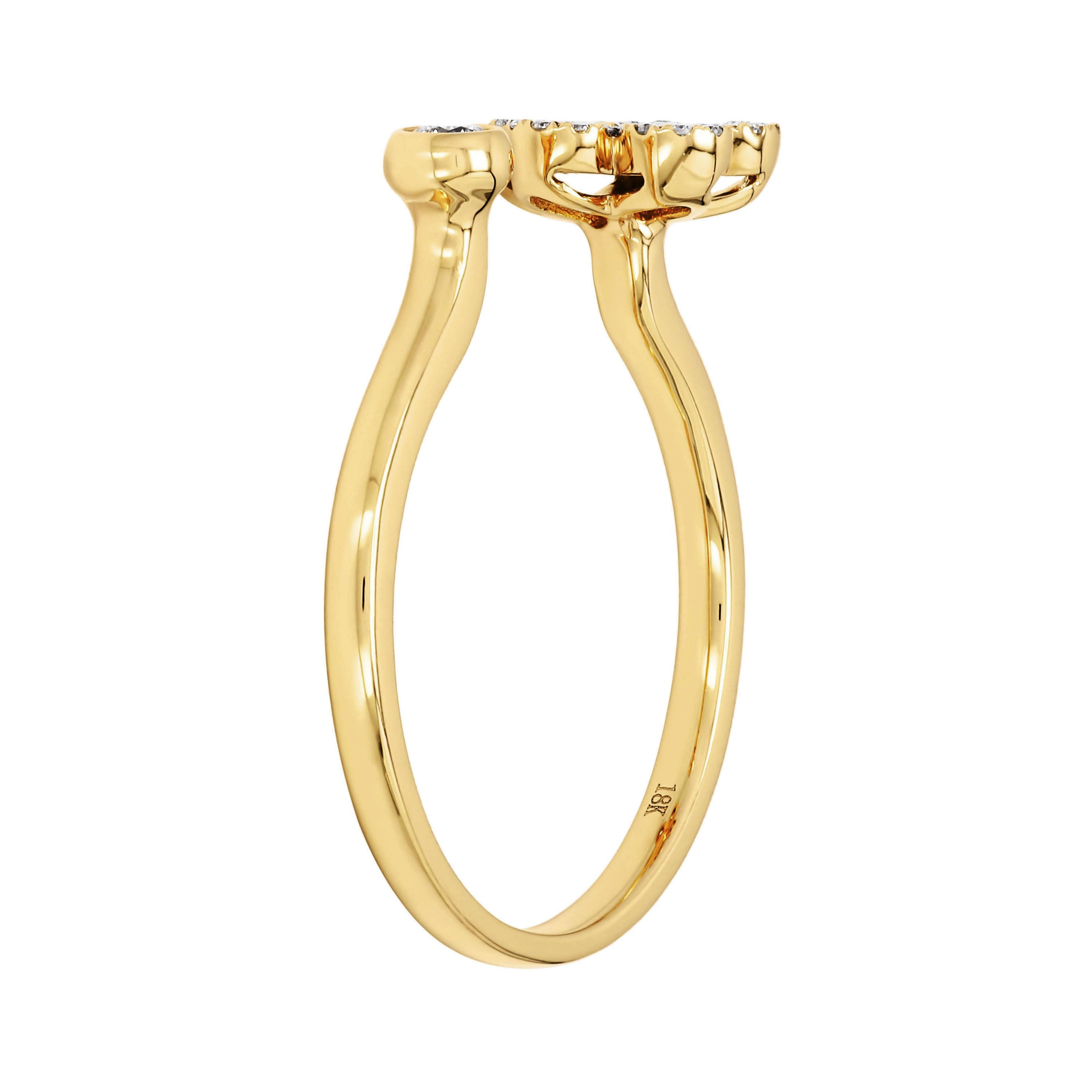 Adamar Jewels Floral Open Ring in 18K yellow gold set with diamonds
