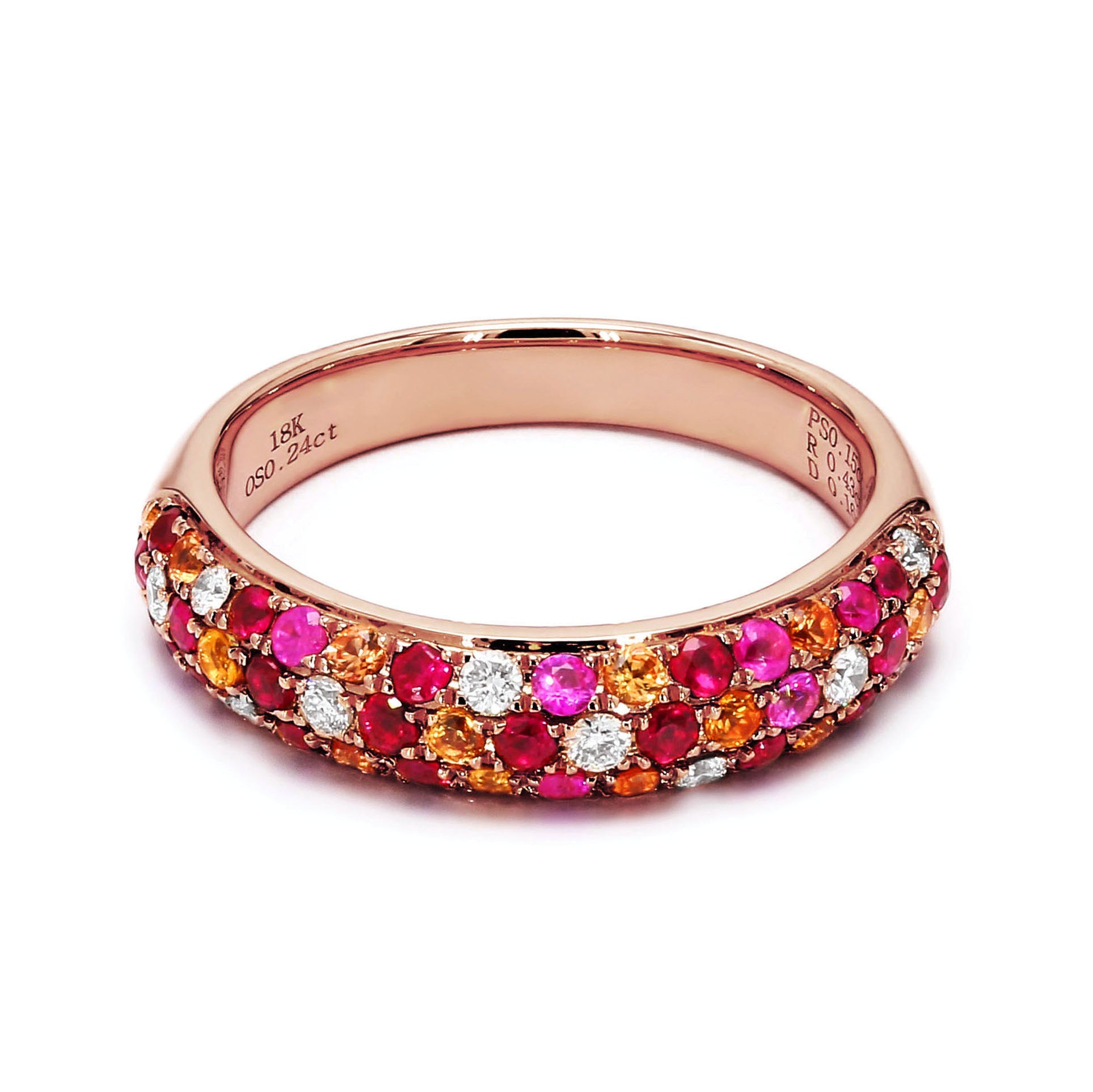 Adamar Jewels VISTOSO Classic Ring in 18K rose gold with colour sapphire and diamonds