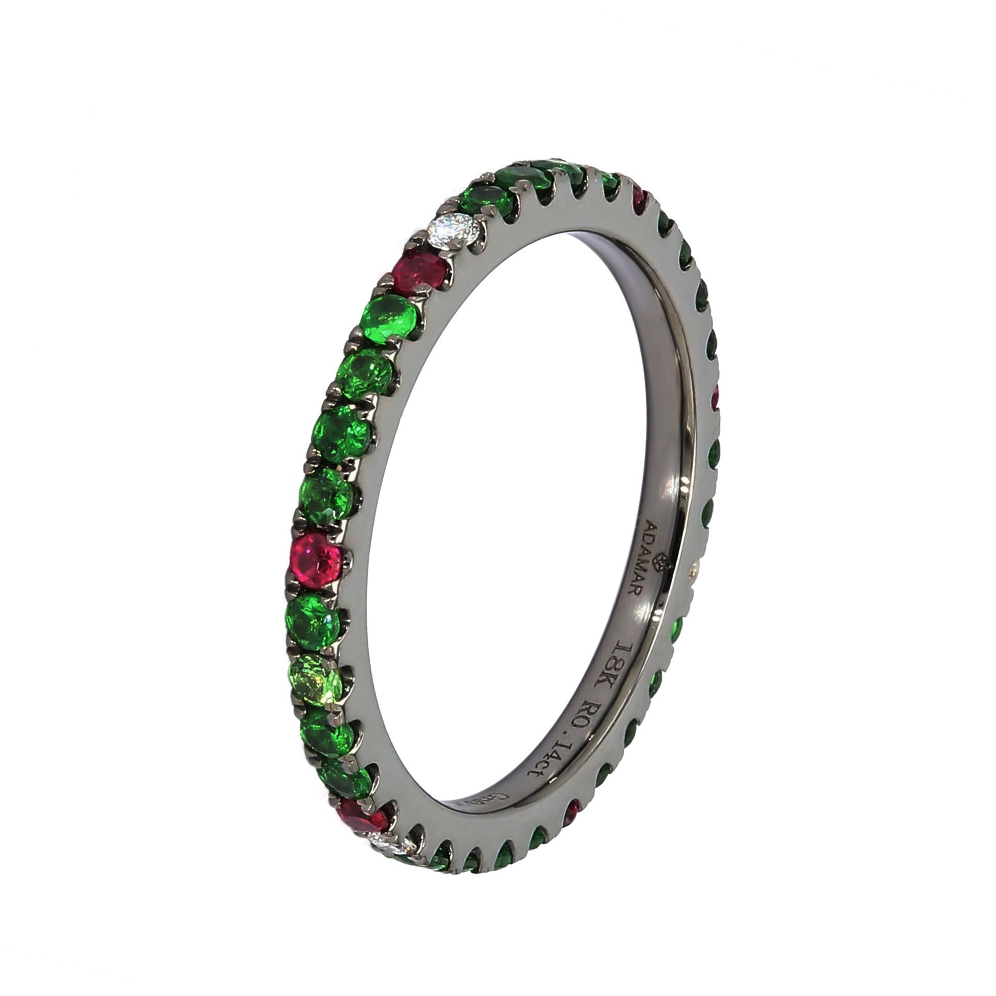 Adamar Jewels VISTOSO Eternity Ring in 18K black rhodium with colour sapphire and diamonds