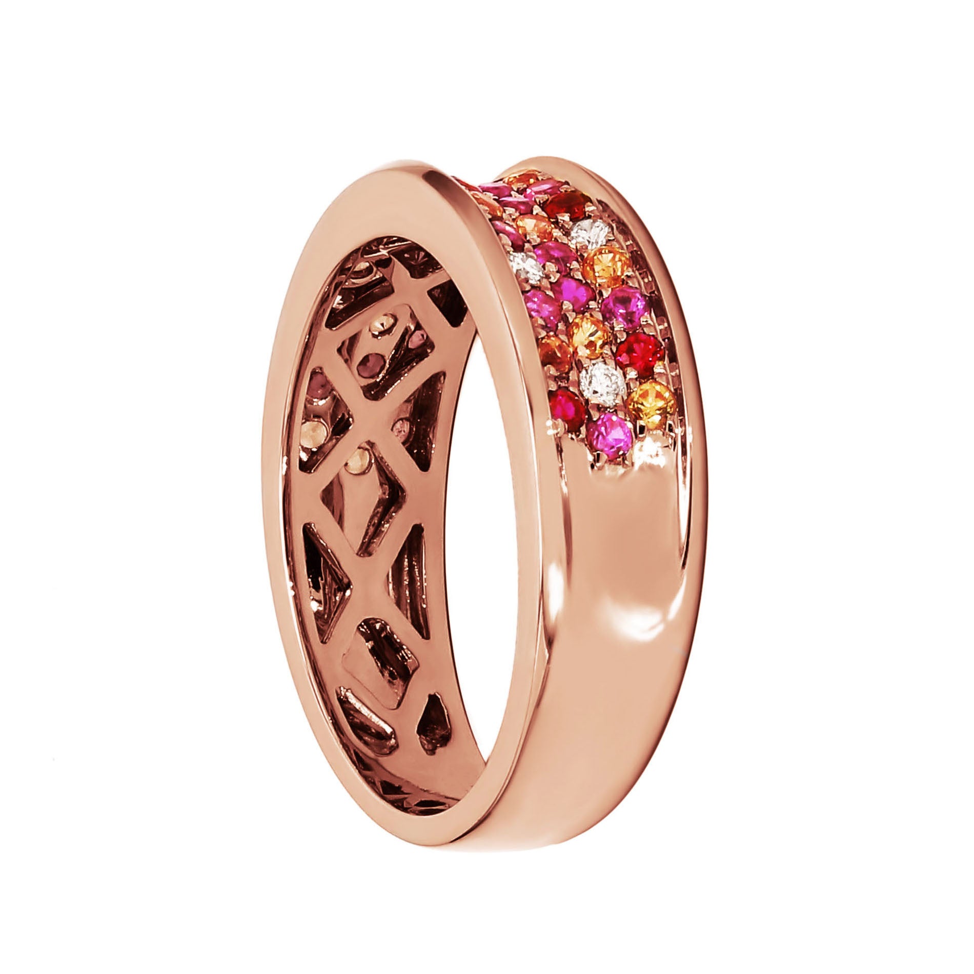 Adamar Jewels VISTOSO Galaxy Ring in 18K rose gold with colour sapphire and diamonds