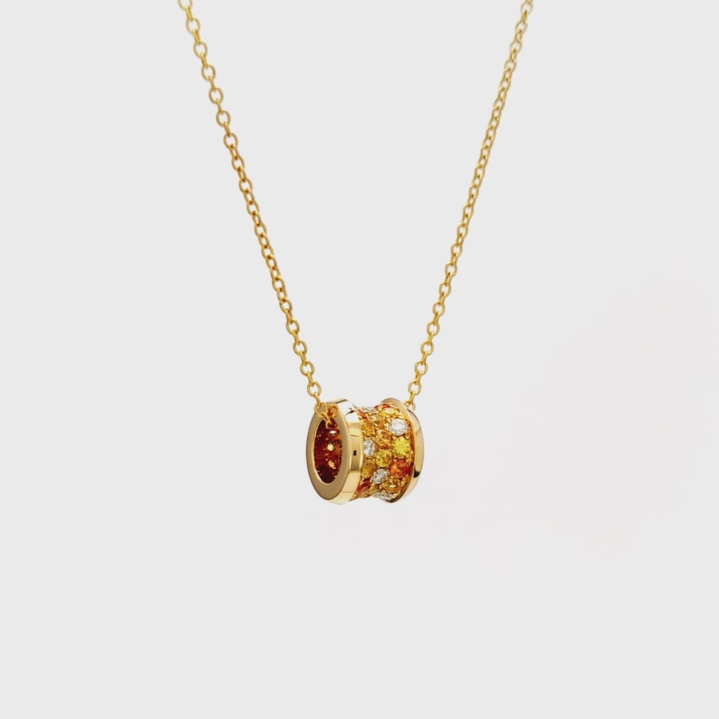 Adamar Jewels VISTOSO Galaxy Necklace in 18K yellow gold with colour sapphire and diamonds